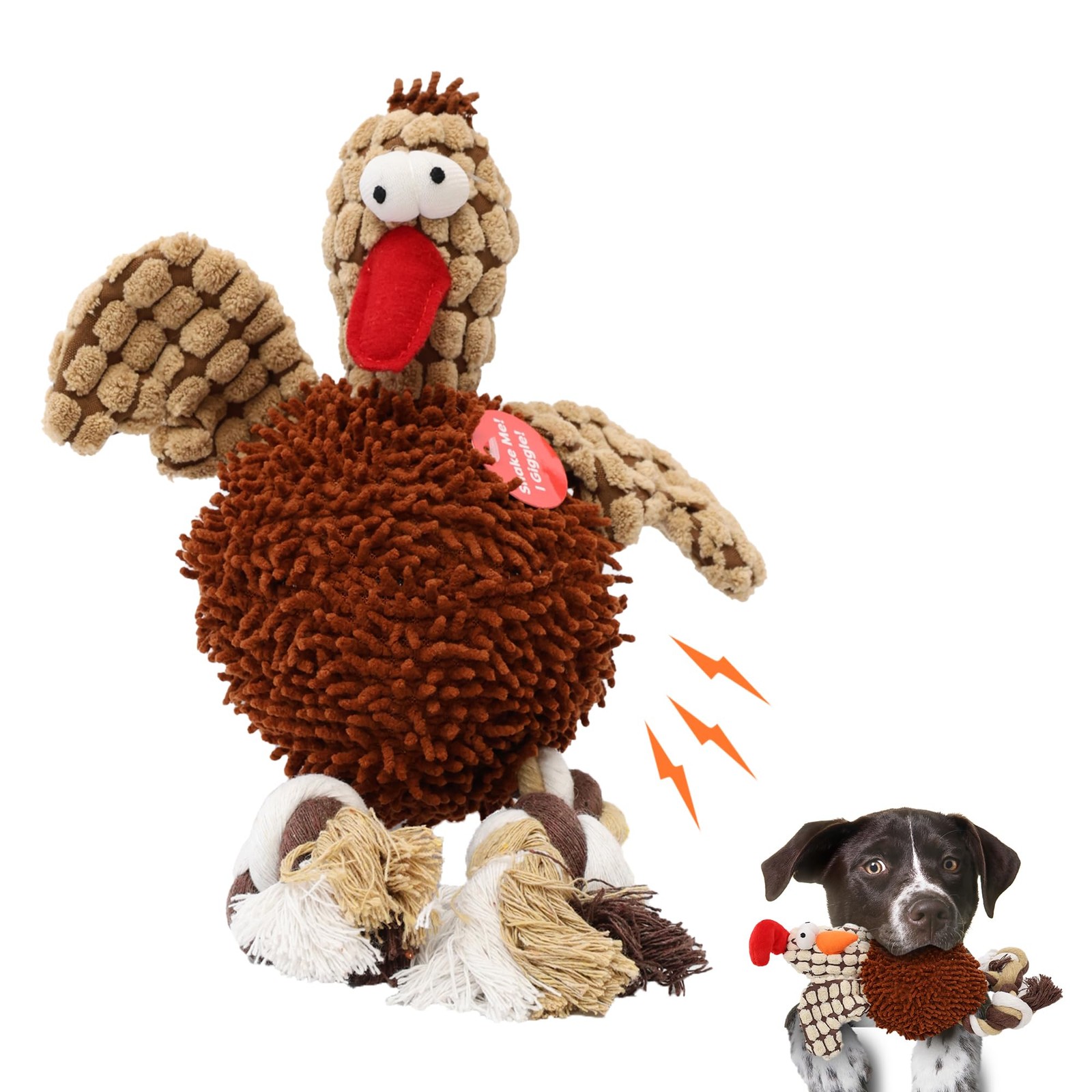 Gigglers Chicken Dog Toy with Giggle Sound, Textured Plush T
