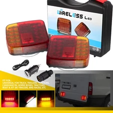 2PCS LED Magnetic Wireless Trailer Tail Lights Red+Yellow+White Lamps For Trucks