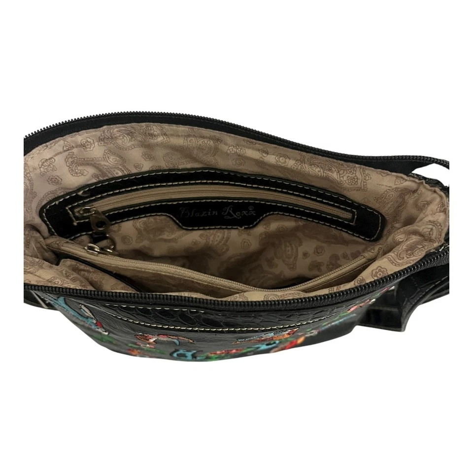 Blazin Roxx Herradura Pájaro Rosa Negro Western Cartera Bolso Bandolera Ajustable Foto 4 de 4