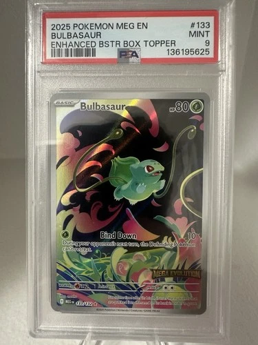 Pokémon TCG Bulbasaur IR 133/132 Mega Evolutions Stamped Promo PSA 9