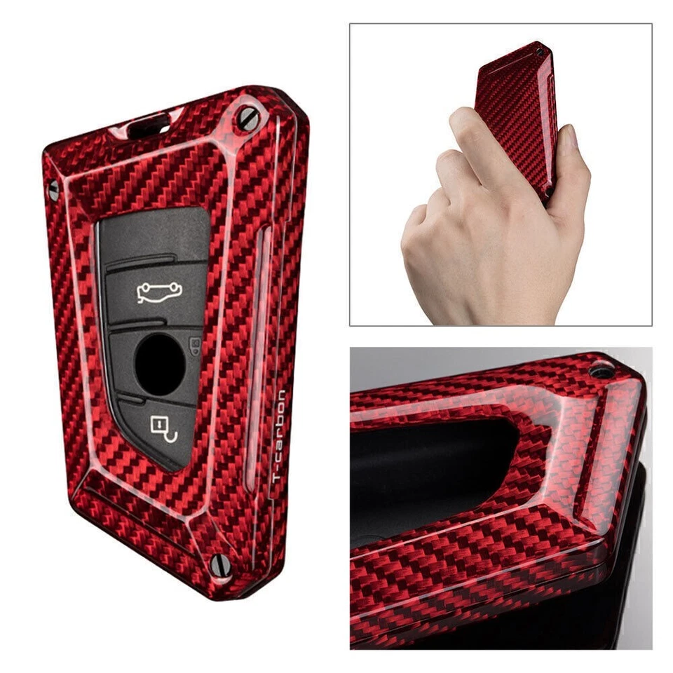 For BMW X1 X2 X3 X4 X5 X6 F15 F16 F48 G30 Carbon Fiber Car Key Fob Case Cover - Image 4 of 4