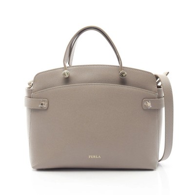 FURLA AGATA 2WAY Handbag Leather Gray