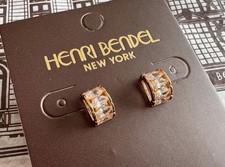 Henri Bendel Pave Stud Deco Earrings. Yellow Gold and diamond color. New!