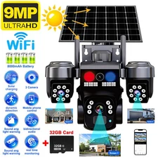 Solar Battery Powered Wireless WiFi Outdoor Pan/Tilt Home Security Camera System