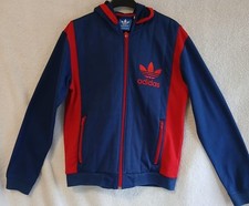 Adidas Felpa con Cappuccio Uomo Piccola Blu Rossa Logo Ricamato Imbottito Anteriore 2010