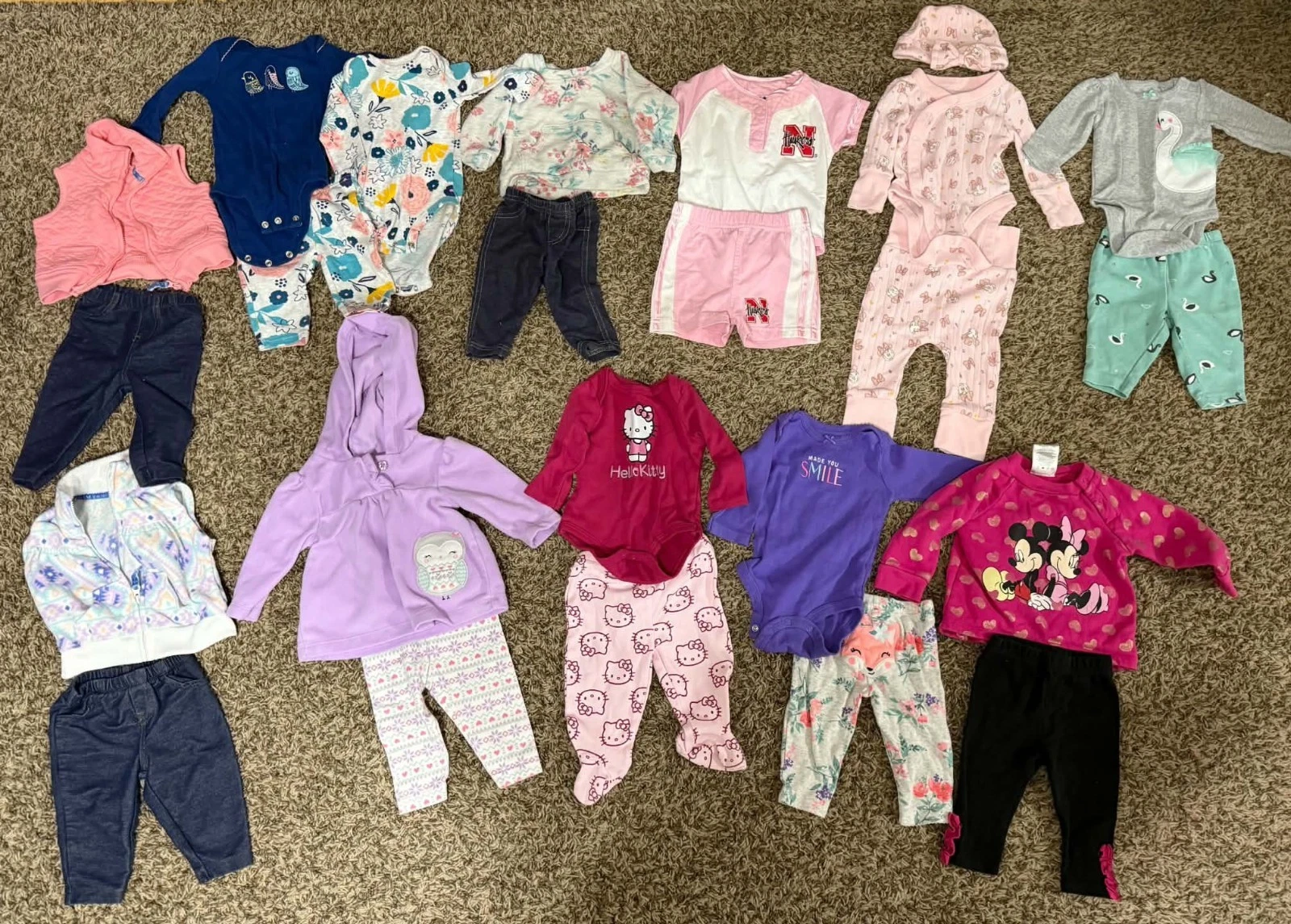 Lot of 76 Pieces Clothing Baby Girl Clothes Sz 0 To 3 Months Outfits Pants
