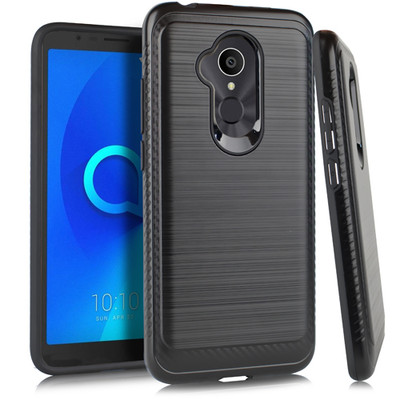 GSA Brushed Hybrid Case for Alcatel 7 Folio, 6062W - Black