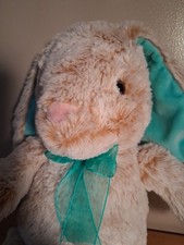 Dan Dee Collectors Choice 14" Tan  Turquoise Soft Bunny Plush