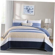 Boho Striped Quilt Quilts Sets,/Grey Cal King Bedspread California King Blue