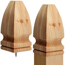 Geetery 2 Set 3 x 3 x 7 Inch Wood Finial Unfinished Decorative Bed Post Finia...