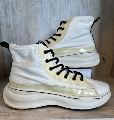 ZARA High Top Sneakers Textile Shoes Sand White Womens Size