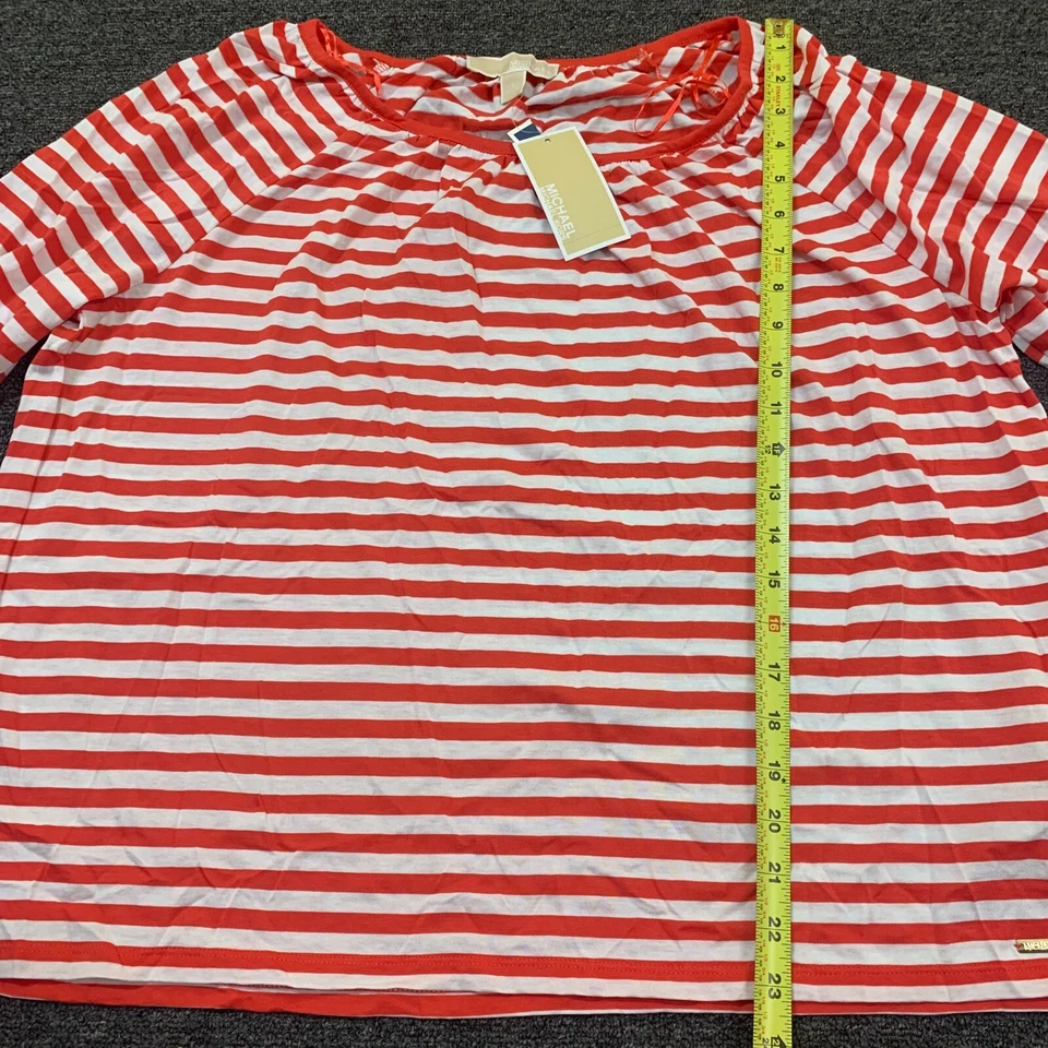 Camiseta informal Michael Kors blusa a rayas para mujer - talla L roja NUEVA NUEVA CON ETIQUETAS Foto 4 de 4