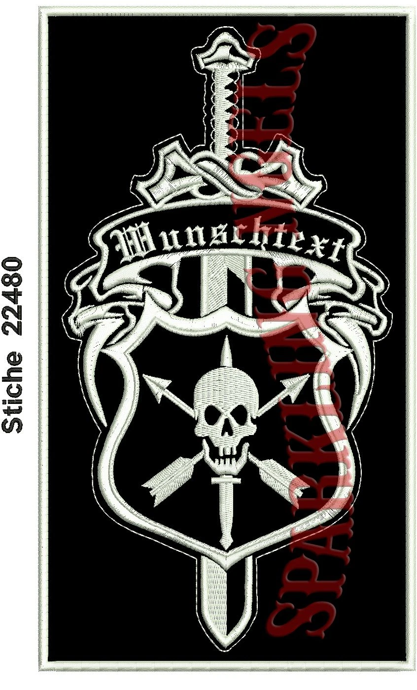 Rückenpatch Aufnäher Mit Wunschtext- Höhe ca.26 cm- Breite ca.15cm