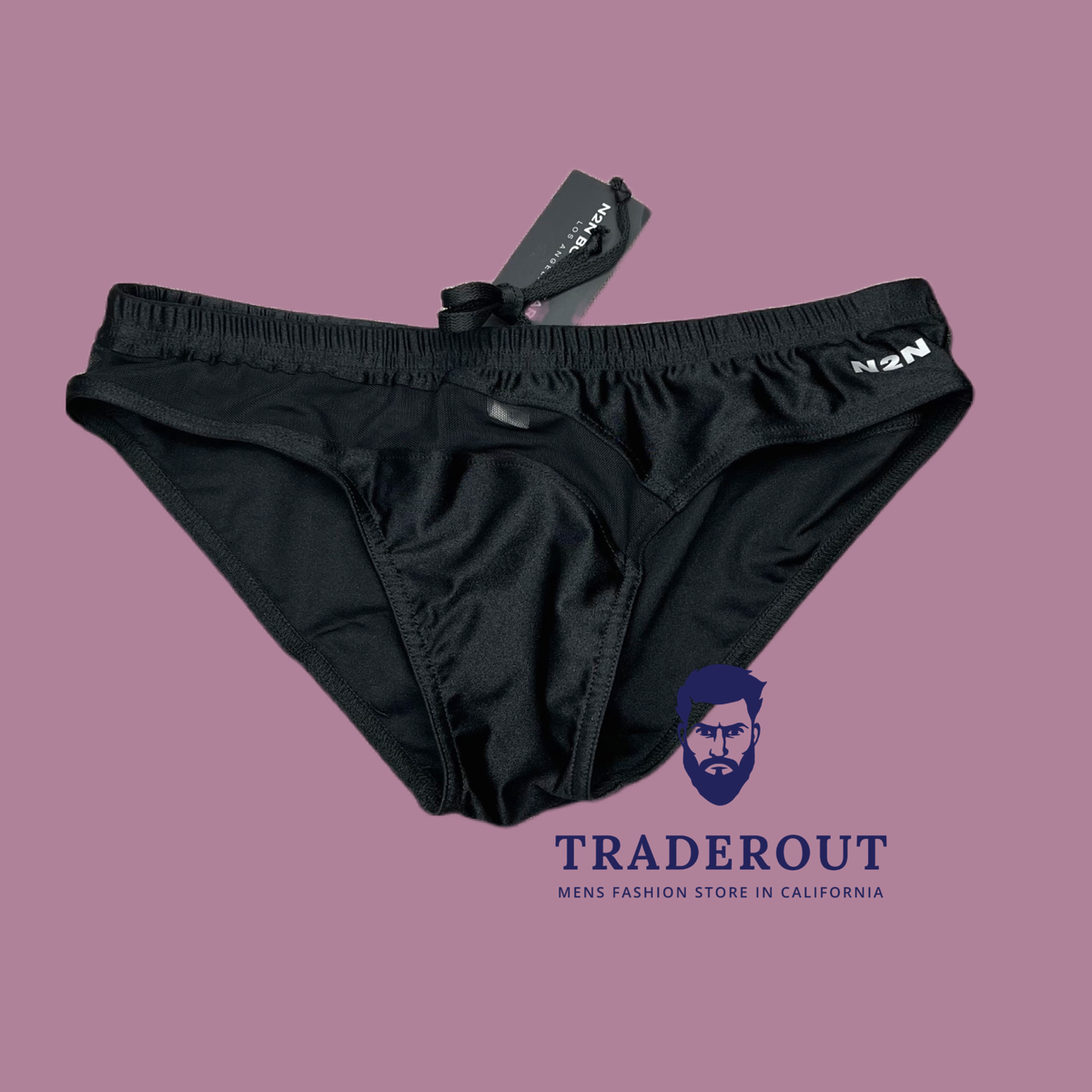 N2N Bodywear Men Black Slash X mesh swim brief swimwear size L