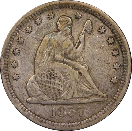 1857-S VF35 Seated Liberty Quarter, PCGS 46571455