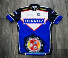 HENNIEZ FESTINA SMS SANTINI VINTAGE CYCLING JERSEY SHIRT TOUR DU LEMAN SIZE XL