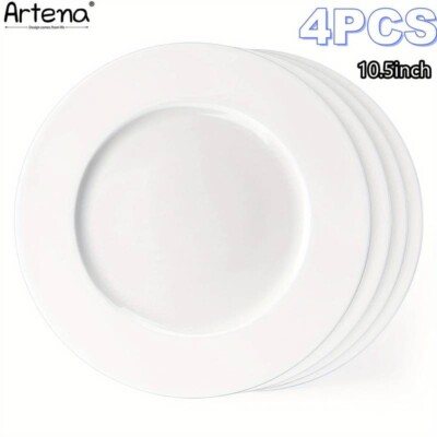 4 Stück Keramik Speiseteller, (20,32 cm/26,67 cm) weiß Küchenteller für Salat, D