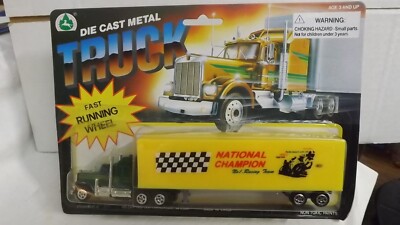 Green Diecast Semi Truck & Trailer ''National Champion No. 1  Racing Team''
