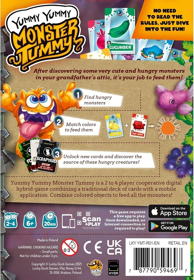 Yummy Yummy Monster Tummy - Juego híbrido de cartas y aplicaciones - Edades 6+, 2-4 jugadores Foto 2 de 4