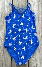 Girls "SO" Kohls Unicorn Gymnastics Leotard Suit Blue Size 10 0148
