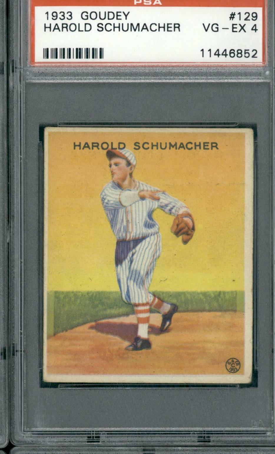 1933 Goudey #129 Harold Schumacher - PSA 4