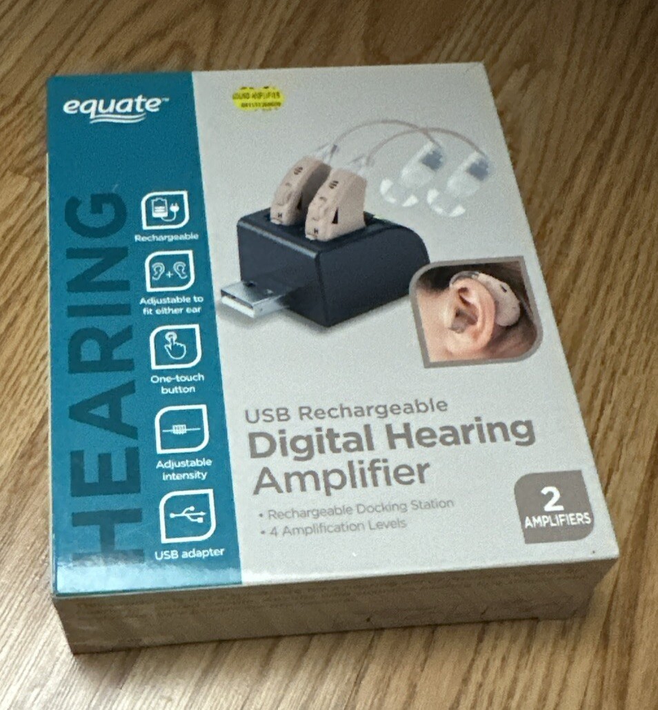 Equate USB Rechargeable Digital Hearing Amplifier W/ 2 Amplifiers eBay