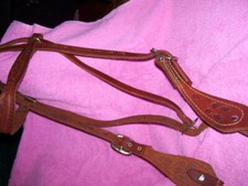 Hand Stamped Leather Headstall / Matching Tie Down 2 Leather Headstalls