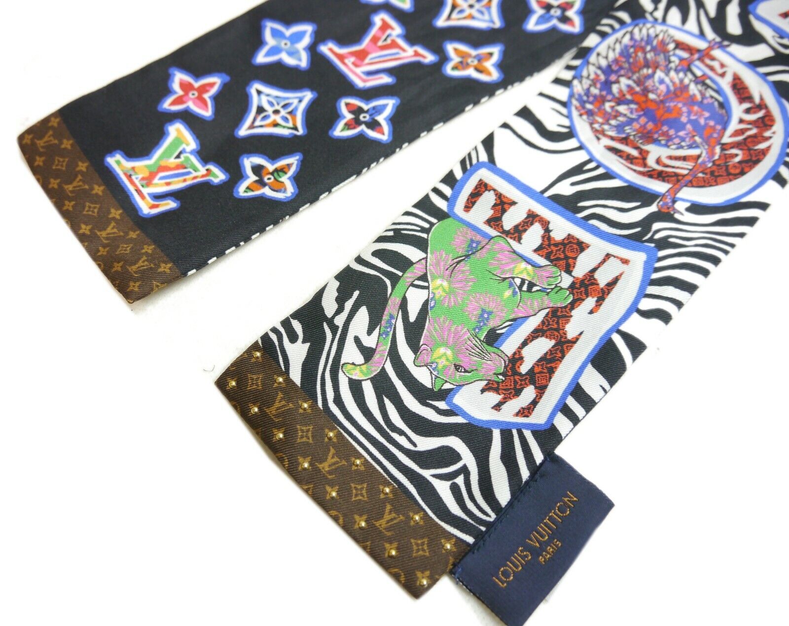 Louis Vuitton Multicolor Silk Monogram ABC Studded Bandeau Scarf