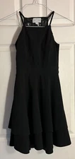 Jun & Ivy Black Short Summer Dress Lace & Cut Out Back Accent Junior XS
