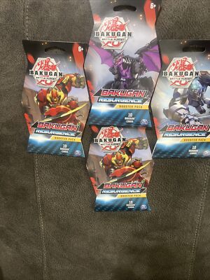 Lot of 4 Bakugan Battle Planet Brawlers Resurgence Booster Packs 40 Cards Total