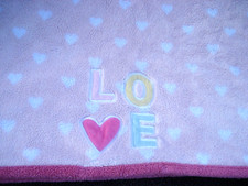 Parents Choice Pink White Hearts Plush LOVE Infant Blanket