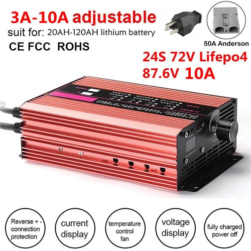 72 Volt 87.6V 24S LiFePo4 Lithium eBike Battery Charger 3A-10A Adjustable lot SE - Picture 23 of 30