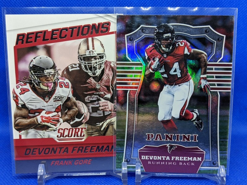 Devonta Freeman 2 Card Insert Lot 2016 Score Reflections And 2017 Panini Foil