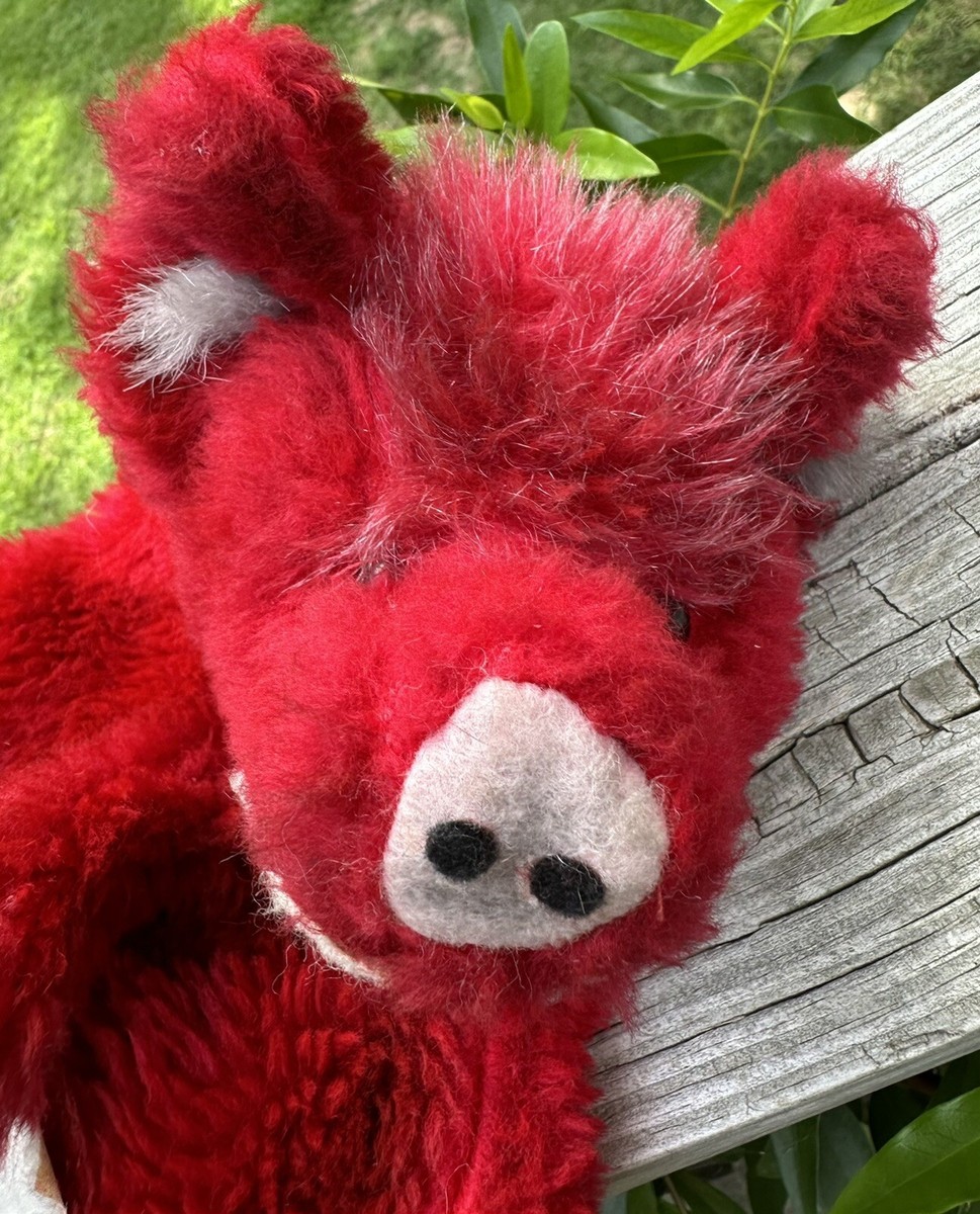 Vintage 1982 Hand Puppet Arkansas Razorbacks Tusk Red Mascot Plush