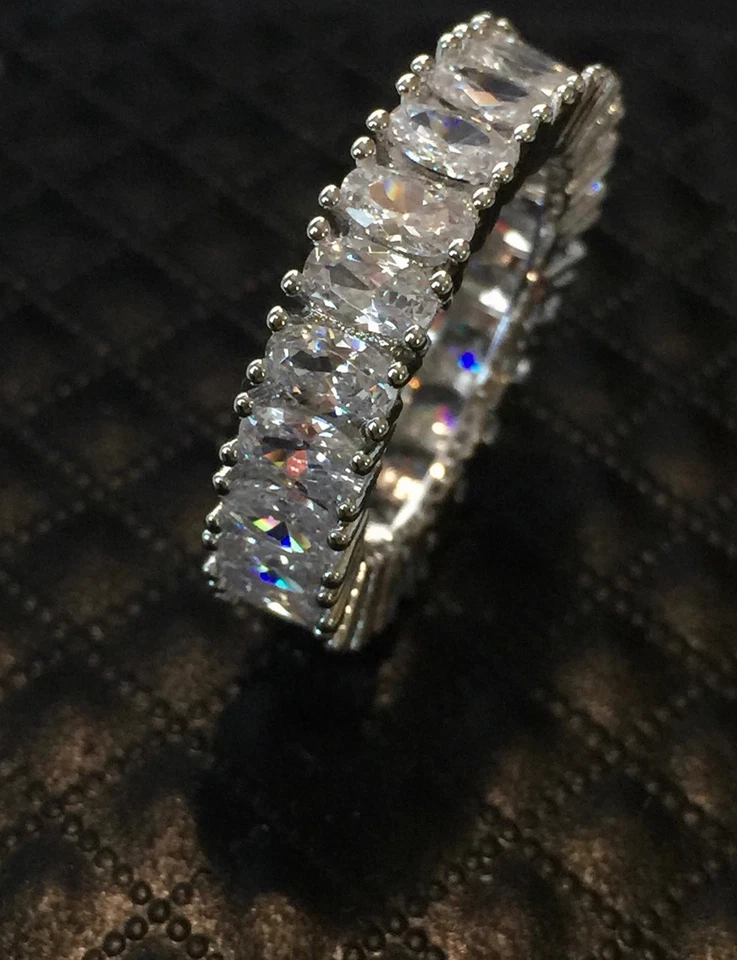 18k White Gold Plated Eternity Ring made w/Swarovski Crystal Anniversary Band - Image 2 of 4