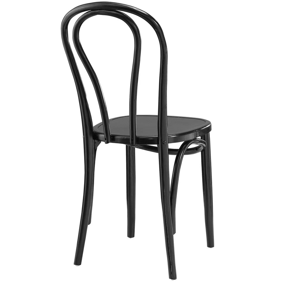 Modway Vintage Retro Natural Elm Wood Bistro Cafe Dining Side Chair in Black - Image 4 of 4