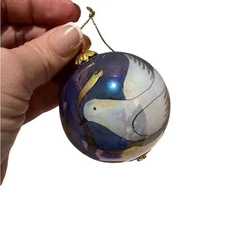 Vintage 2001 Li Bien Dove Peace Love Joy glass iridescent ornament