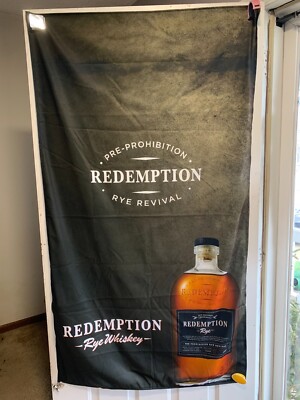 Redemption Rye Whiskey Banner Flag 60''x34''. Vertical presentation 