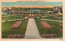 Postcard NJ Asbury Park Birds Eye View Sunset Lake Posted 1945 Vintage PC J5612