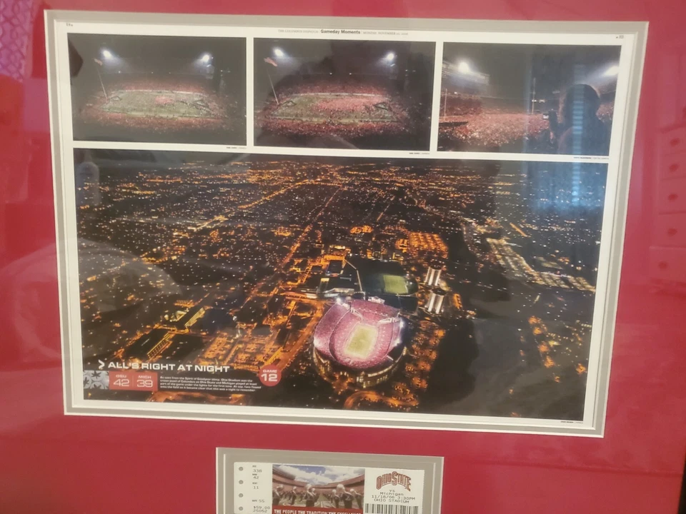 Ohio State vs Michigan Game 11/16/06 Framed Photos & Ticket Columbus Dispatch - Image 2 of 4