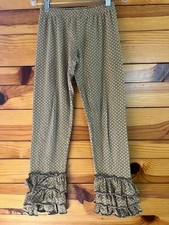Mustard Pie Ruffled Leggings Girls Gray with Yellow Polka Dots Pants Size 10