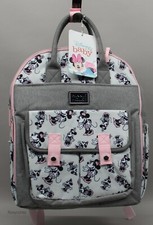 Disney Baby Gray  Pink Minnie Mouse Multi Pc Diaper Bag Backpack w/14 Pockets
