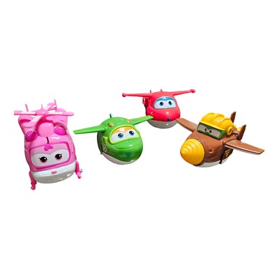 4 Super Wings 2'' Transforming Toys Planes And Helicopter READ