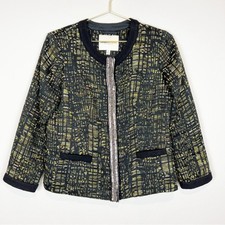 Clements Ribeiro Portobello Tweed Sequin Blazer Jacket Black Green Size Medium