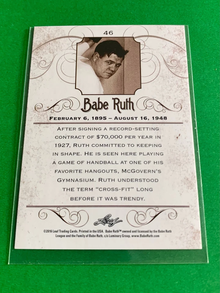 2016 Leaf Babe Ruth Collection #46 Babe Ruth "Staying In Shape" NY Yankee HOF L - Image 3 of 4
