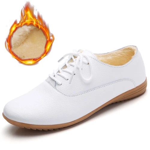 Women Oxford Shoes Leather Ballet Flats Lace Up Soft Casual Comfortable Ladies - Bild 6 von 42
