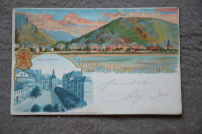 37105  AK St. Goarshausen Rhein  Gust Usinger Lithogrphie 1914
