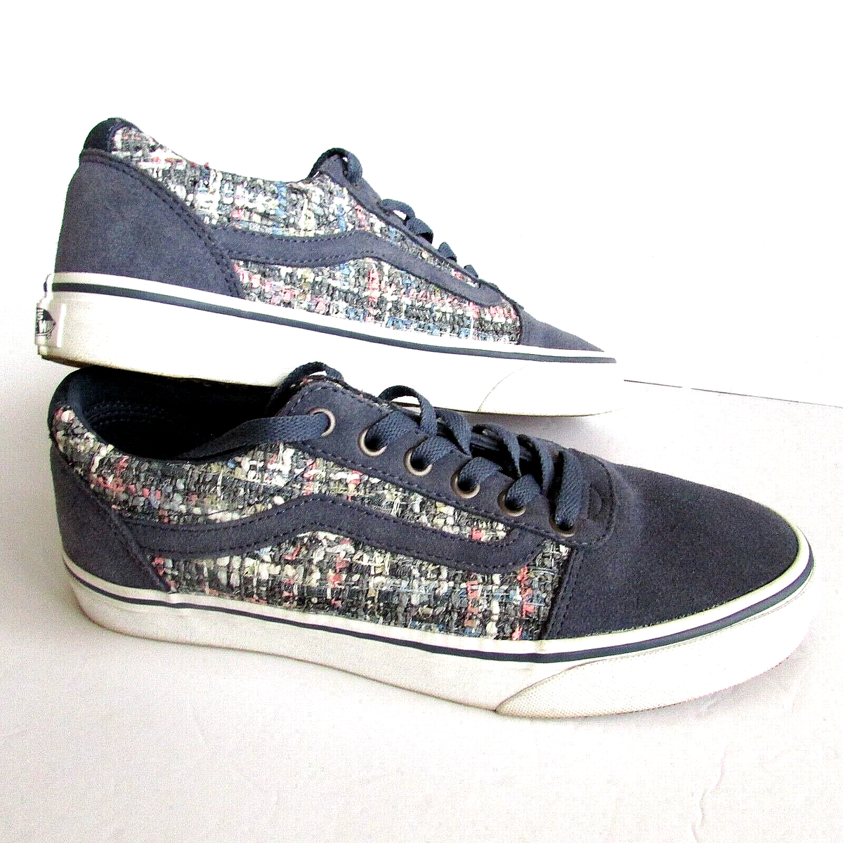 Vans Deluxe Comfort Ortholite nubuck leather slate blue plaid lace up  shoes-sz