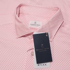 Emanuel Berg NWT Byron Casual Button Down Shirt Size 44 17.5 XL in Pink Circles