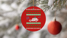 Mercedes G Wagon Ugly Christmas Sweater Circle Ornament